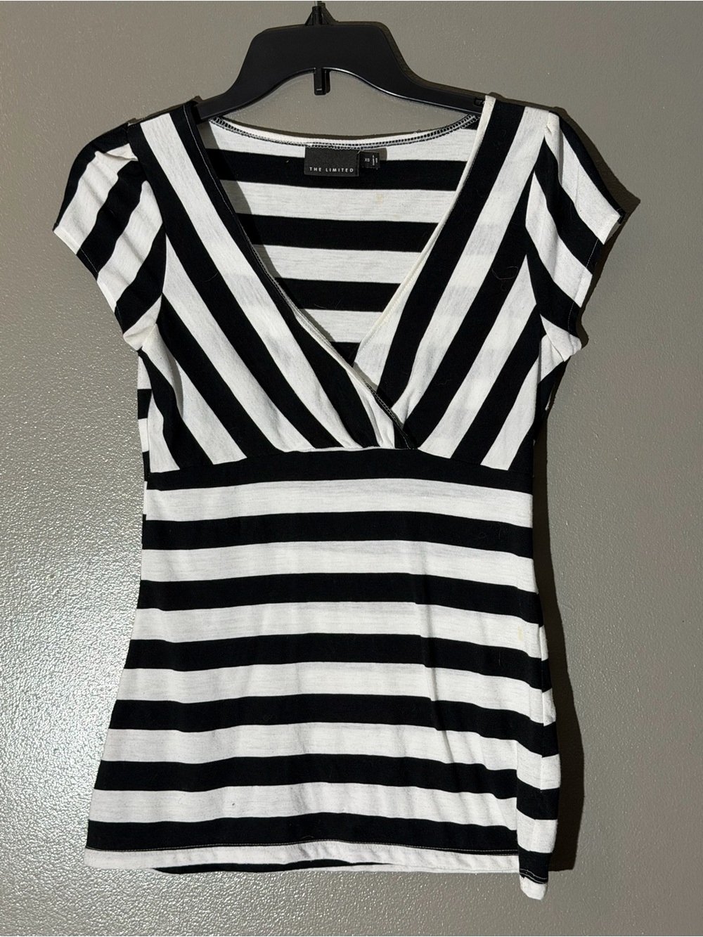 The Limited Black & White Striped V-Neck Wrap-Style Camisole